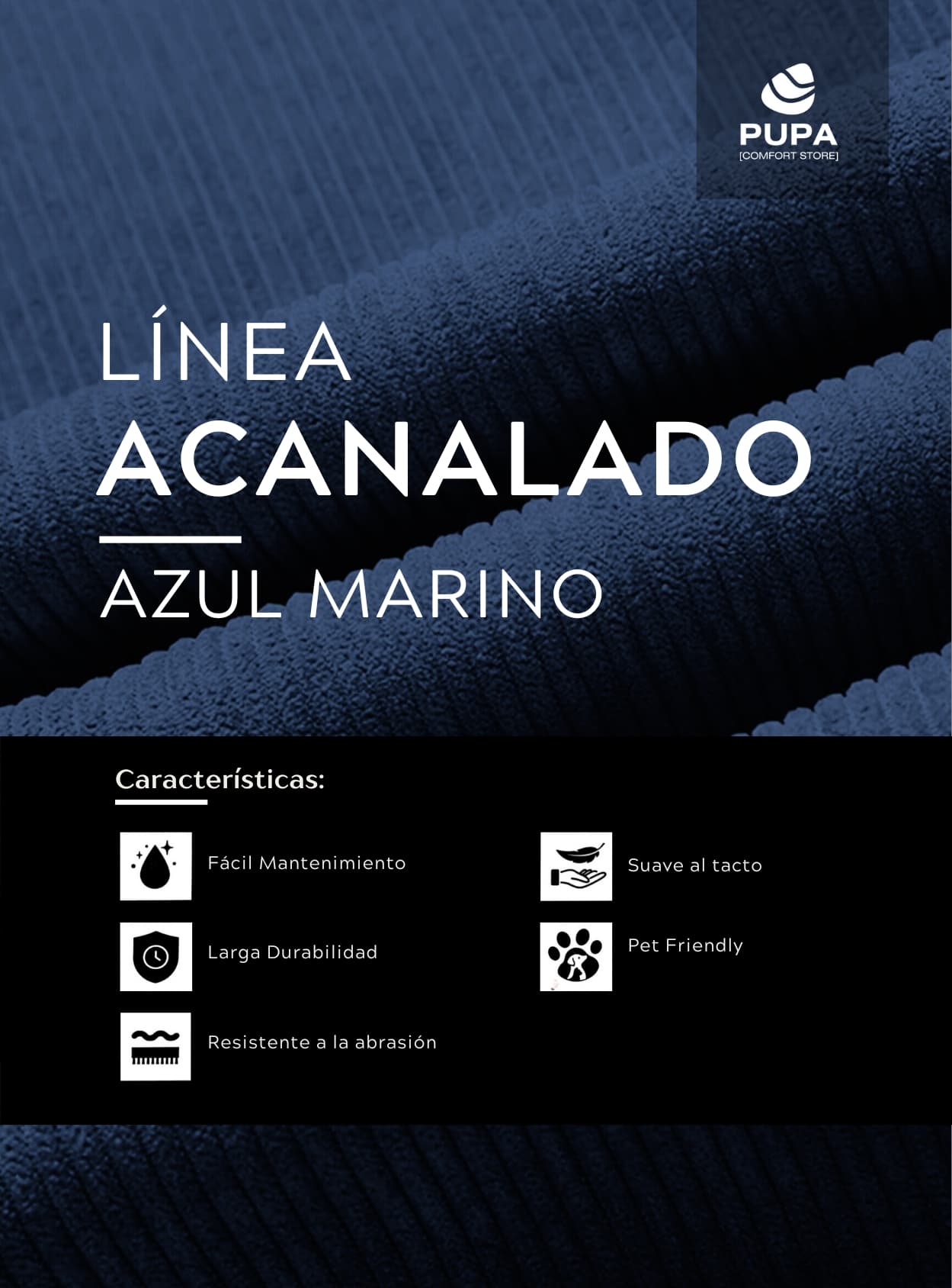 DELUXE -ACANALADOS - AZUL MARINO-LARGE