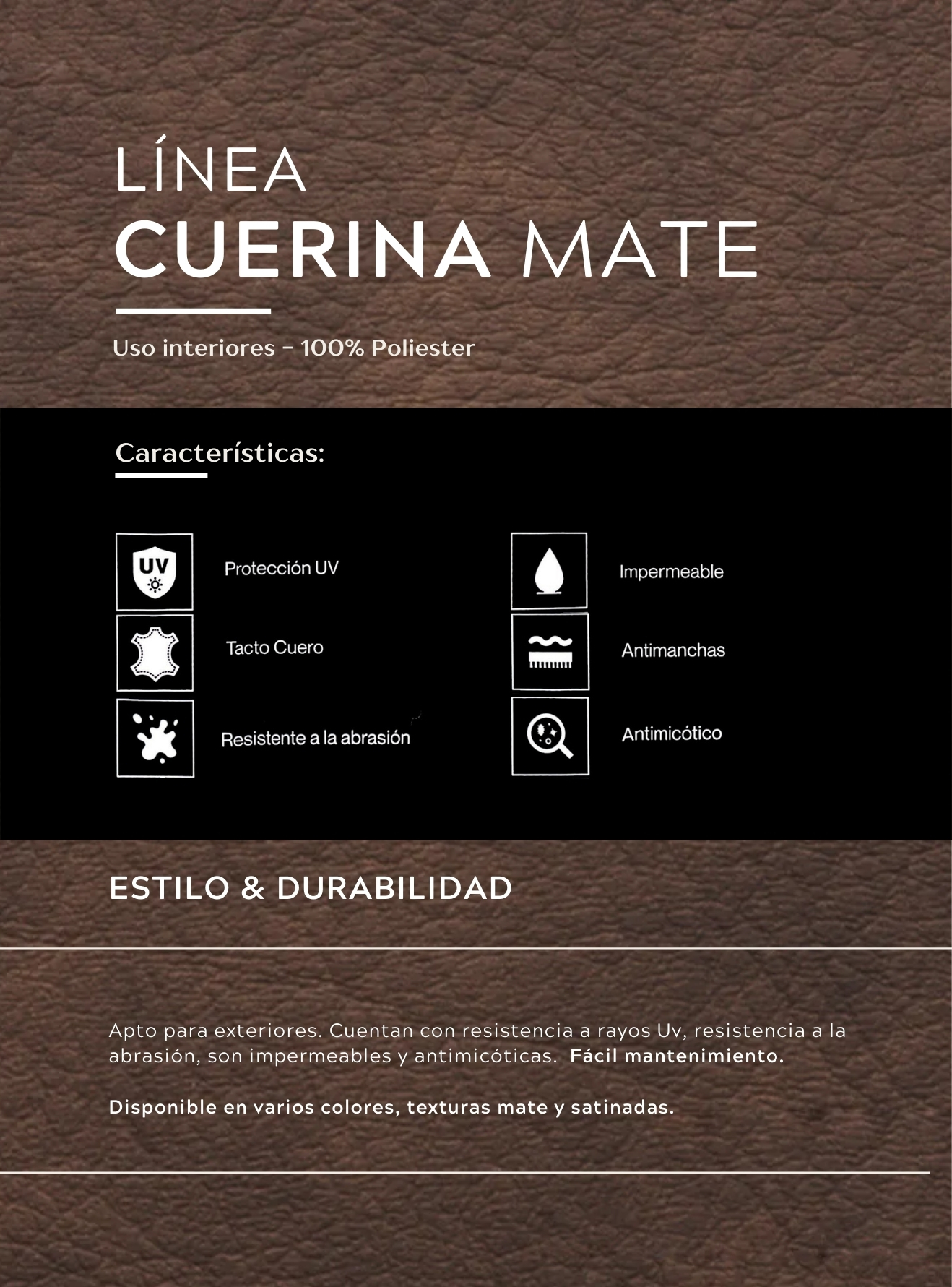 FICHA LÍNEA-CUERINA - MARRÓN - ACABADO MATE